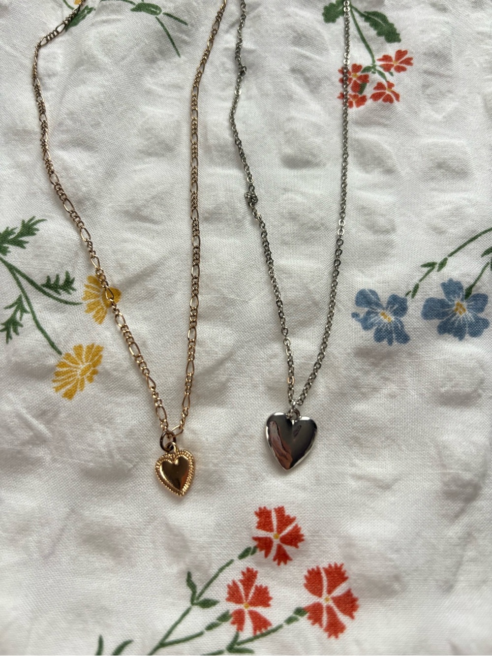 2 heart charm necklaces